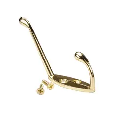 RANGER - Gancho de Pared con Perchero Doble Metálico Dorado 2-1/2"