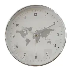 JUST HOME COLLECTION - Reloj Mapa Plástico 30.5x30.5 Cm Plata Suiza