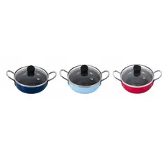 KW - Mini Cacerola con Tapa Antiadherente 14 cm en Aluminio Prensado con Recubrimiento Interior en Cerámica Colores Surtidos Libre de PFOA