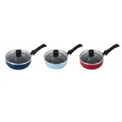 KW - Mini Sarten Antiadherente en Aluminio con Recubrimiento Interior en Cerámica Prensado 14 cm Colores Surtidos con Tapa Libre de PFOA