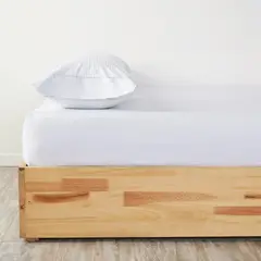 DISTRIHOGAR - Set Sábana Ajustable + Fundas 300 Hilos 100% Sateen Stripe 0.5 Blanco Semidoble