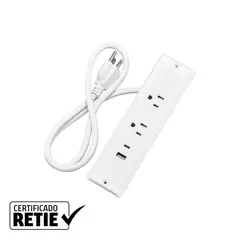 HALUX - Multitoma De Empotrar 2 Salidas P/T 2 USB Cable 1.5M