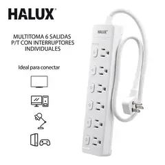 HALUX - Multitoma 6 Salidas Con Interruptores Individuales