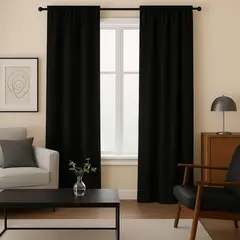 CASA BONITA - Set de 2 Cortinas Lino 140x220 cm Negro