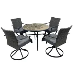SEASONAL TRENDS - Juego De Comedor Exterior Willow Creek Con Sillas Giratorias Elegantes
