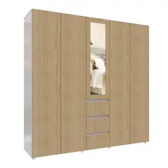 JUST HOME COLLECTION - Closet Covalt Espejo 200cm 200x200x50 Madera natural/Blanco