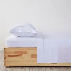 DISTRIHOGAR - Juego De Sábanas Hotel Experience 300 Hilos 100% Algodón Sateen Stripe Blanco Doble