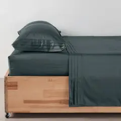 DISTRIHOGAR - Juego De Sábanas 400 Hilos 100% Algodón Cairo Storm Doble