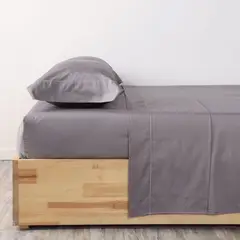 DISTRIHOGAR - Juego De Sábanas 400 Hilos 100% Algodón Menfis Gris Doble