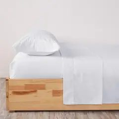 DISTRIHOGAR - Juego Sábanas Hotel 250H Polia Sat Str Bla King