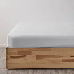 DISTRIHOGAR - Sábana Ajustable 400 Hilos 100% Algodón Egipcio Menfis Blanco Marfil Sencillo