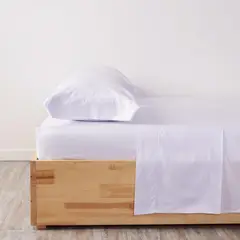 DISTRIHOGAR - Juego De Sábanas 400 Hilos 100% Algodón Egipcio Menfis Blanco Cremoso Doble