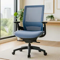 undefined - Silla De Escritorio Gris Y Azul Clovercol