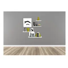 JKASSEM - Set x4 Repisas Flotantes Decoración Minimalista 10 cm Fondo Blanco