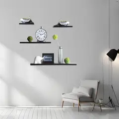 JKASSEM - Set x4 Repisas Flotantes Decoración Minimalista 10 cm Fondo Wengue