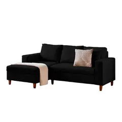 ALL STAR - Sala en L Viena 188X87X76cm Negra Derecha