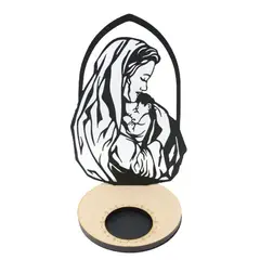 undefined - Porta Velas Religioso de Proyección de Rostro de La Virgen Maria En Acero Grande Con Velón