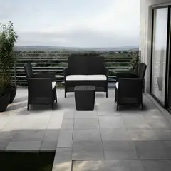 MQ - Juego de Terraza Sala Exterior Polipropileno 4 Piezas Capri Wengue