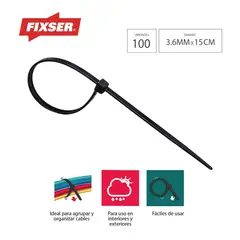 FIXSER - Amarre Negro 3.6X150Mm 100Und