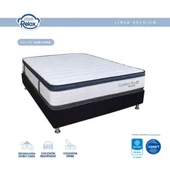 undefined - Combo Colchón Relax Queen 160x190x26cm Confort Plus Doble Pillow Top + Base Cama