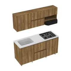 FIRPLAK - Cocina Integral Zafiro 180X60 Con Mesón. Lavaplatos Granito Perla Y Estufa. Muebles Gracia Con Platero. Instalable En Ambas Direcciones