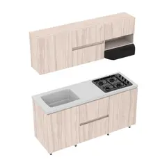 FIRPLAK - Cocina Integral Zafiro 180X60 Con Mesón. Lavaplatos Granito Perla Y Estufa. Muebles Soder Con Platero. Instalable En Ambas Direcciones