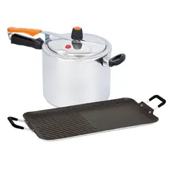 IMUSA - Set Olla A Presión 7 Litros + Plancha Doble Quemador