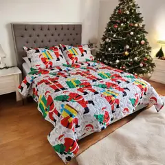 HOGARETO - Edredón Cubrelecho Navidad Unifaz Cama Doble - 8116