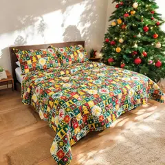 HOGARETO - Edredón Cubrelecho Navidad Unifaz Cama Doble - 8112