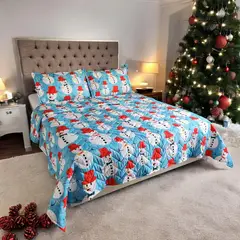 HOGARETO - Edredón Cubrelecho Navidad Unifaz Cama Doble - 8109