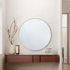 JUST HOME COLLECTION - Espejo Redondo 80 cm con Luz Led Y Marco de Cobre Frida