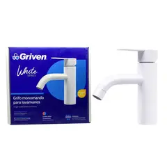 GRIVEN - Grifería Monomando Para Lavamanos Acero Inoxidable Acabado Blanco Mate Consumo 6 l/min