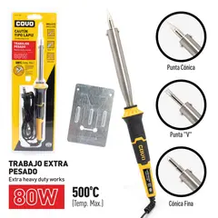 COVO - Cautín Tipo Lápiz 80W Trabajo Pesado 3 Puntas Blíster