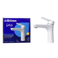 GRIVEN - Grifo Monomando Para Lavamanos Acero Inoxidable Acabado Blanco Mate