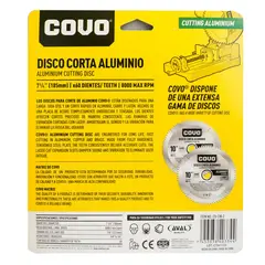 COVO - Disco Corte Aluminio 7 1/4 Pulgadas 60 Dientes