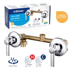 GRIVEN - Mezclador de 8" para Ducha Palanca Redondo Metalico Acabado Cromo