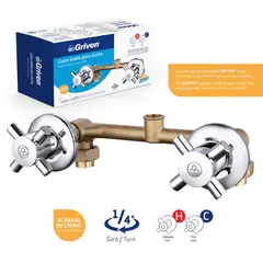 GRIVEN - Mezclador de 8" para Ducha Cruceta Redondo Metalico Acabado Cromo