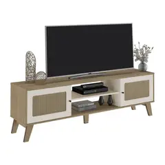 BERTOLINI - Mueble para Tv de Hasta 75 pulgadas en Mpd 180x40x55 cm Roble con Blanco