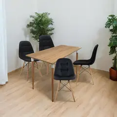 EKONOMODO COLOMBIA - Comedor Kano + 4 Sillas Eames Botones Negro