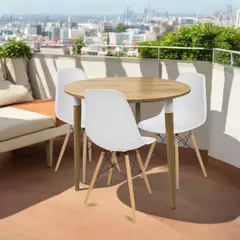 EKONOMODO COLOMBIA - Comedor Lizz Redondo Pequeño 3 Puestos con Sillas Eames Blanco