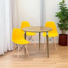 EKONOMODO COLOMBIA - Comedor Lizz Redondo Pequeño 3 Puestos con Sillas Eames Amarillas