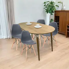 EKONOMODO COLOMBIA - Comedor Zell Ovalado 4 Puestos con Sillas Eames Grises