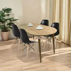 EKONOMODO COLOMBIA - Comedor Zell Ovalado 4 Puestos con Sillas Eames Negras