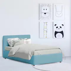 EKONOMODO COLOMBIA - Cama Baul Infantil Sencilla + Colchon Pillow Azul Claro 100x190x120