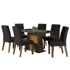MADESA - Juego de Comedor Stéfani + 6 Sillas Marrón/negro/oxford