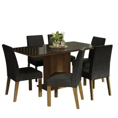 MADESA - Juego de Comedor Alexis + 6 Sillas Marrón/negro/oxford