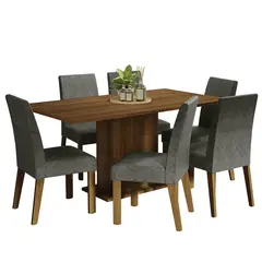 MADESA - Juego de Comedor Renata + 6 Sillas Marrón/plata