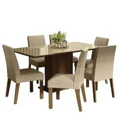 MADESA - Juego de Comedor Alexis + 6 Sillas Marrón/crema/imperial