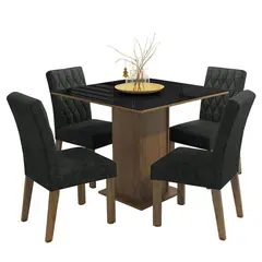 MADESA - Juego de Comedor Anaju + 4 Sillas Marrón/negro/oxford