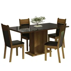 MADESA - Juego de Comedor Greta + 4 Sillas Negro/marrón